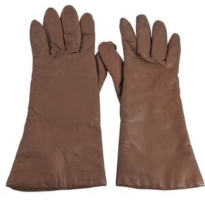 Fownes Vintage Mens Brown Genuine Leather Gauntlet Gloves Size 7.5 Acrylic Lined